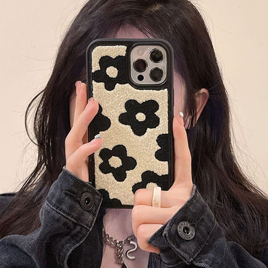 Aesthetic Embroidery Plush Phone Case